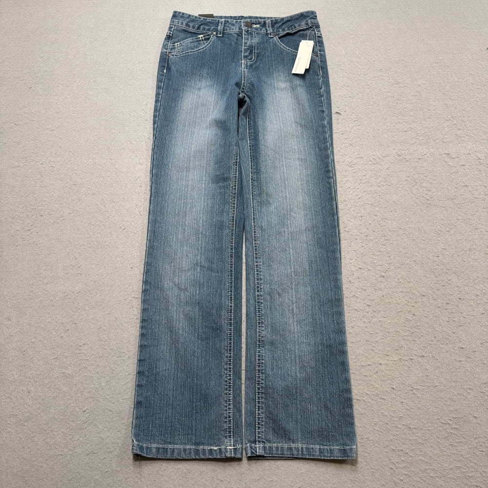 NEW Calvin Klein Jeans Women's 14 Denim Medium Wash Wide Leg Embellished Pockets